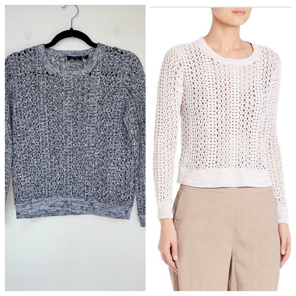Theory 2 Toned Black & White Crew Neck Sweater Size Small